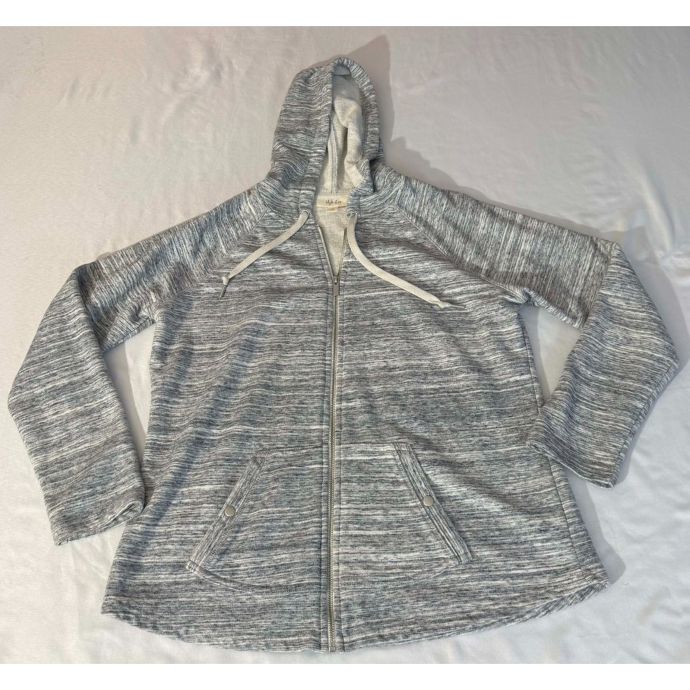 Style & Co Heathered Gray Womens Medium Full Zip Hoodie Jacket Good Cond!